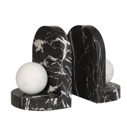 Blitz Marble Bookends Nero & Arabescato