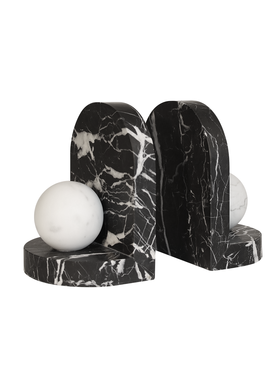 Blitz Marble Bookends Nero & Arabescato