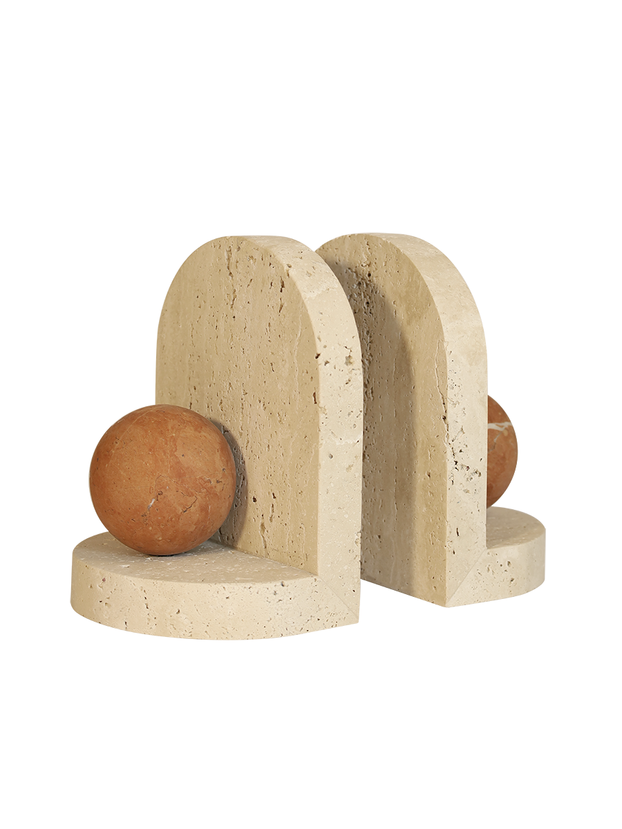 Blitz Marble Bookends Travertine & Coral