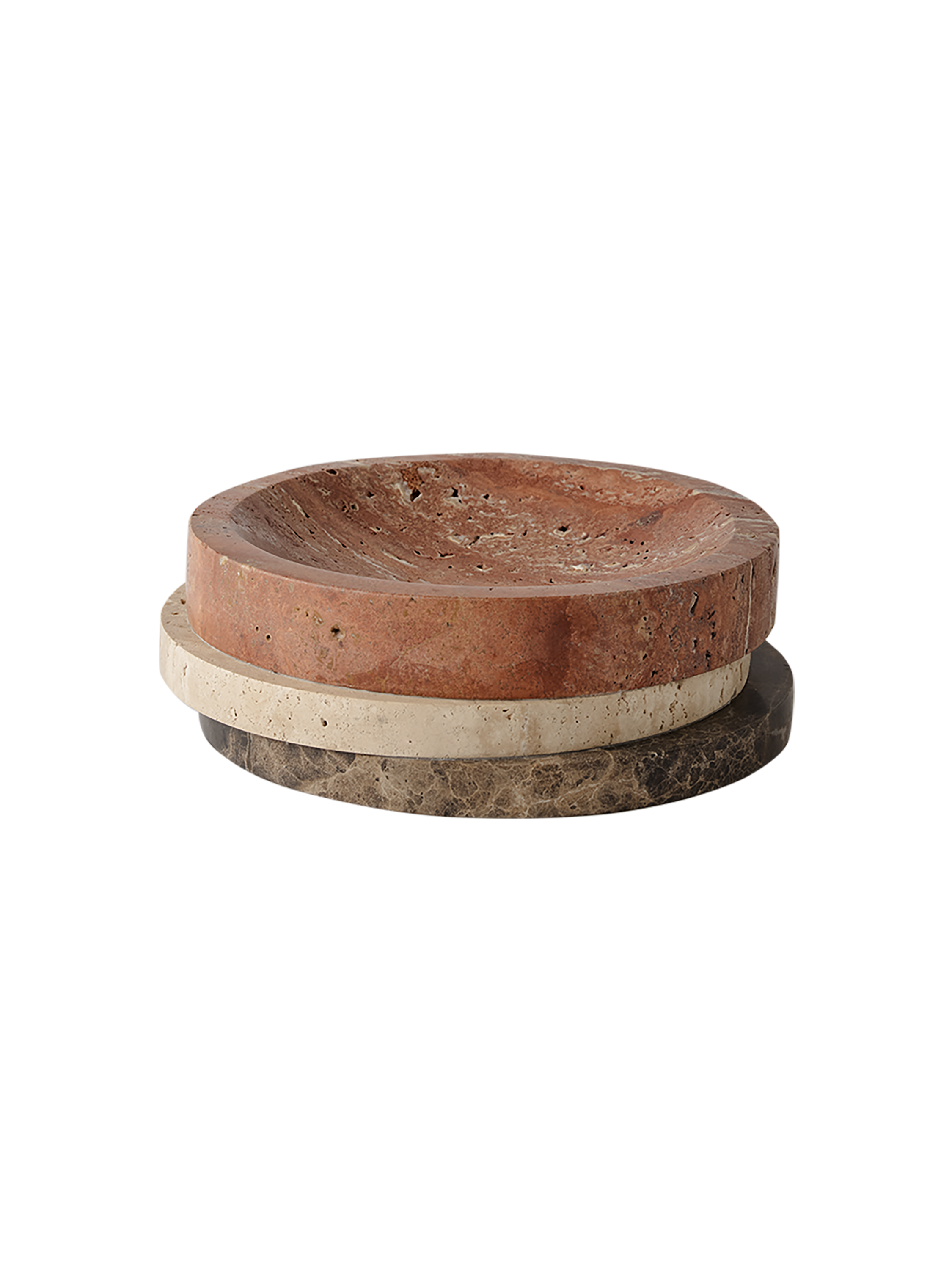 Pila Bowl Red Travertine, Travertine & Emperador